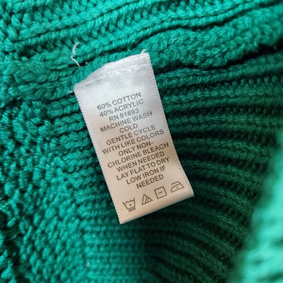 NWOT Liz Claiborne Women Green Button-Up L/S Cardigan XL V-Neck Open Weave Knit - Picture 9 of 9